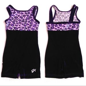 GK Girl’s size Small purple velvet leopard leotard